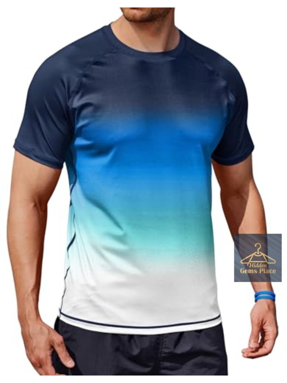Men's Performance Rash Guard Swim Shirt UPF 50+ Quick Dry Short Sleeve Athletic